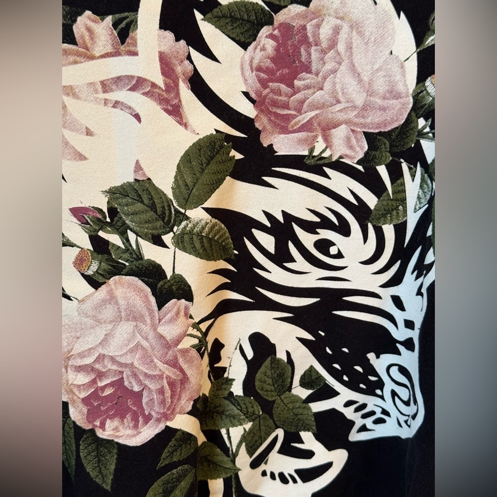 Darc Sport Black Hoodie with Pink Floral Wolf Graphic - Picture 4 of 5
